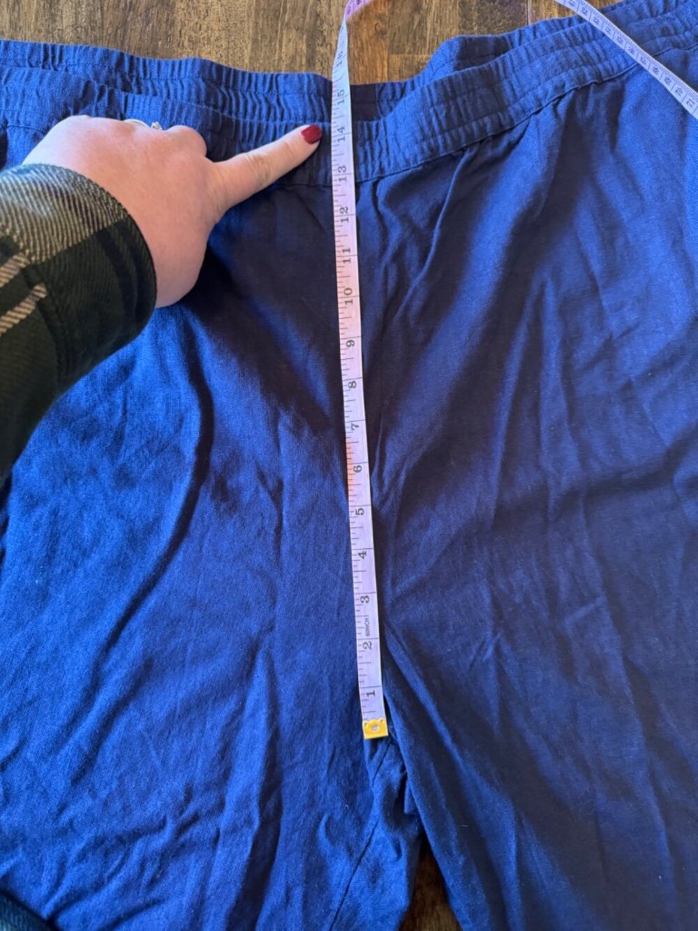 Naturals D&Co Blue Linen PullOn High Rise Pants Ankle Petite Coastal Casual 3XP - Picture 6 of 11